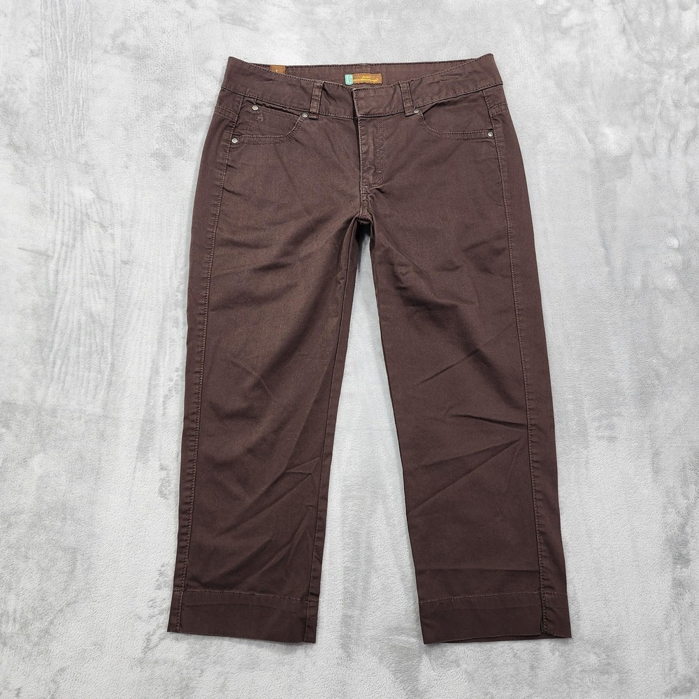 Wrangler Aura Jeans Womens 6P PETITE Brown Mid Rise Crop Capri Stretch Casual